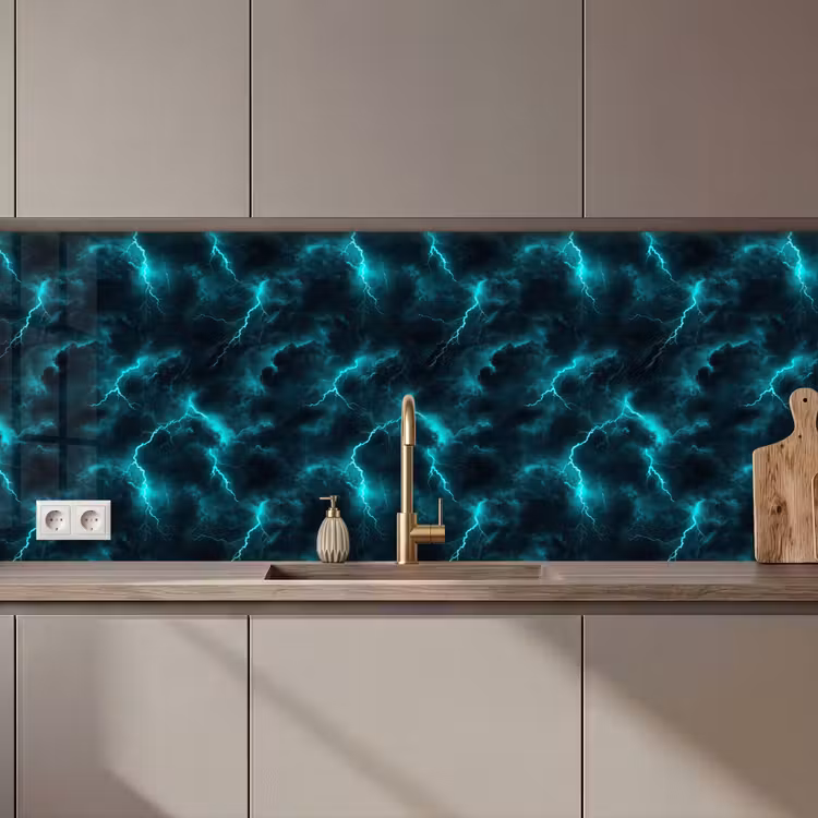 Schienale cucina - Turchese - Fulmini - Nuvole — 1