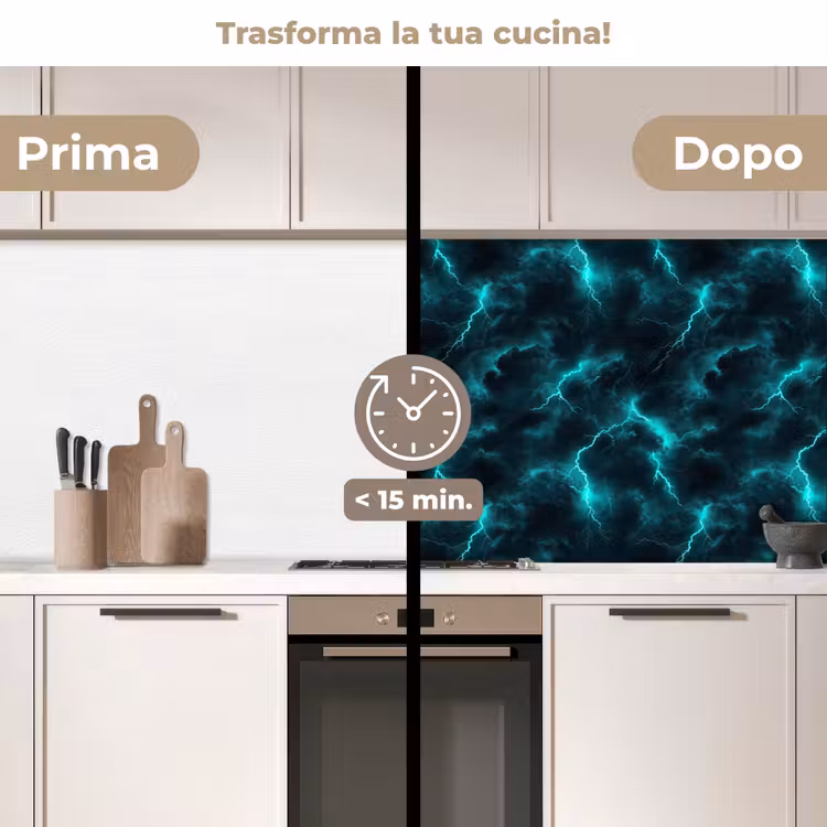 Schienale cucina - Turchese - Fulmini - Nuvole — 3