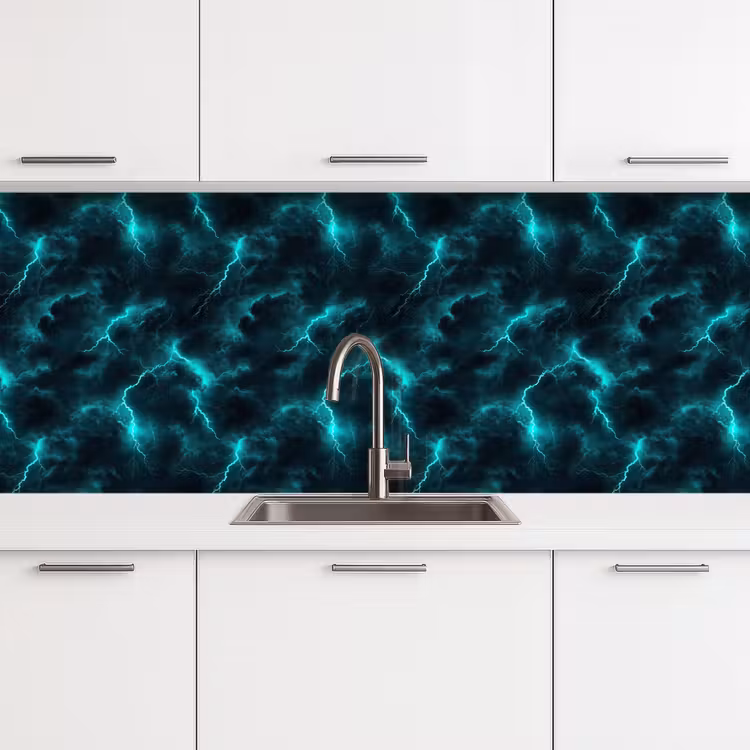 Schienale cucina - Turchese - Fulmini - Nuvole — 4