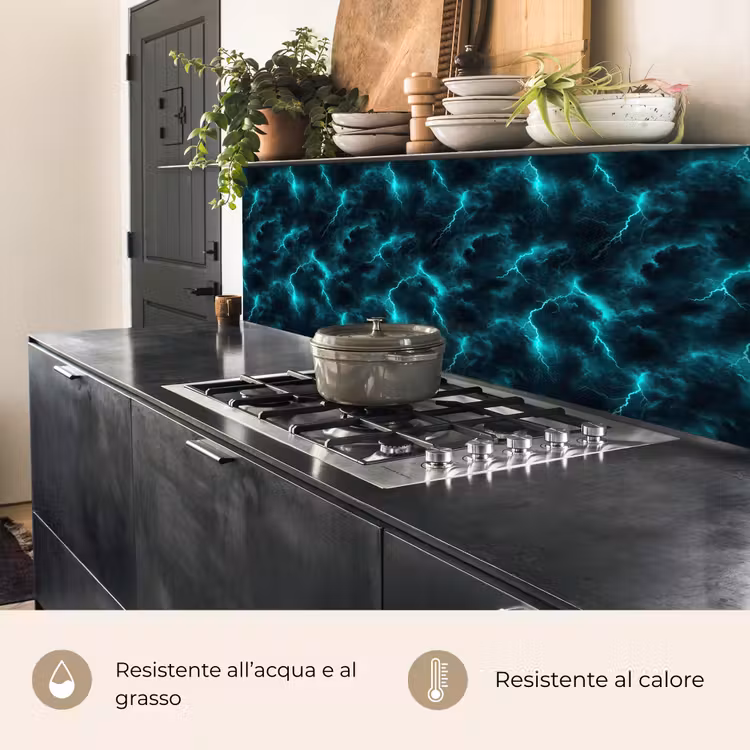 Schienale cucina - Turchese - Fulmini - Nuvole — 5