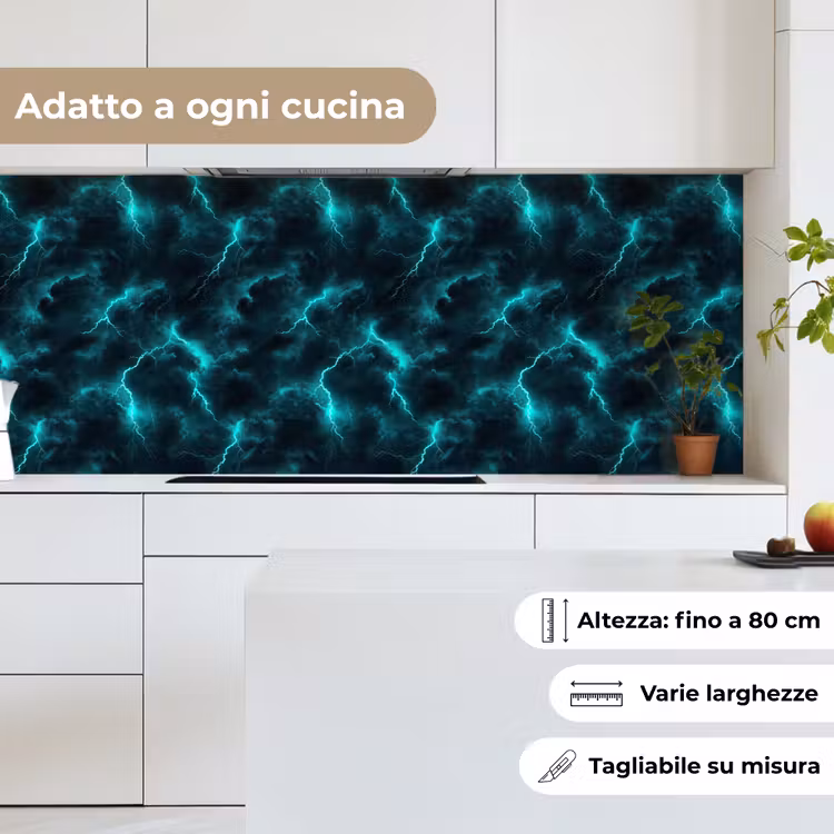 Schienale cucina - Turchese - Fulmini - Nuvole — 7