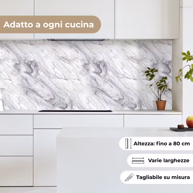 Schienale cucina - Vorticoso - Struttura grigia - Marmo - Bianco — 7