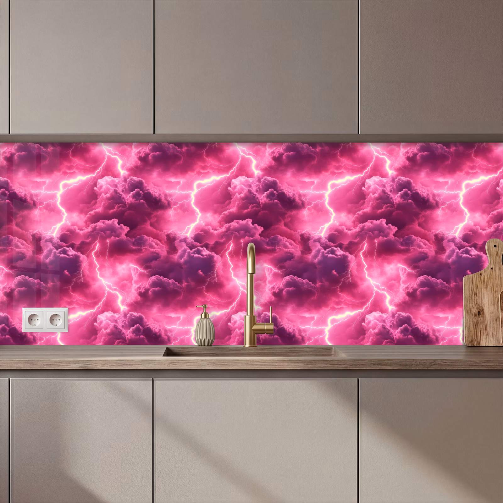 Schienale cucina - Rosa - Temporale - Nuvole — 1