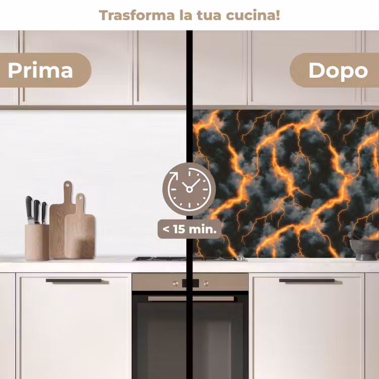 Schienale cucina - Arancione - Fulmini - Nuvole — 3
