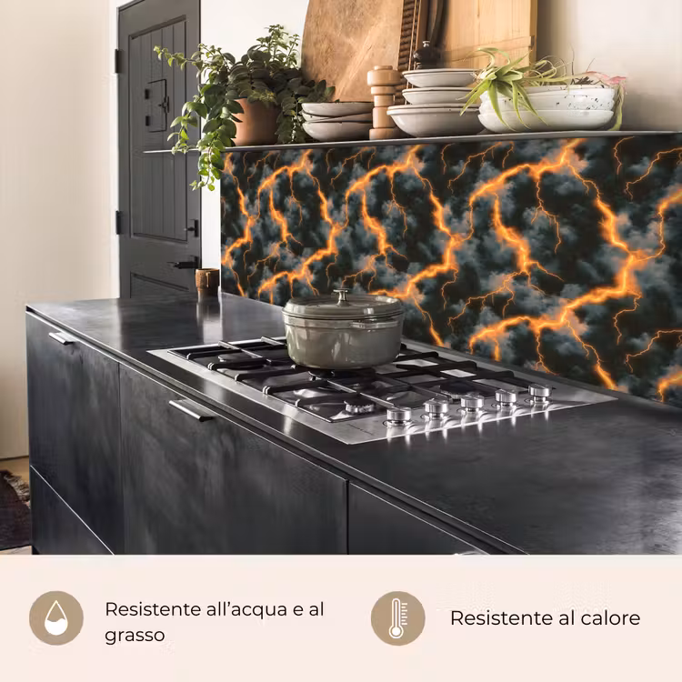 Schienale cucina - Arancione - Fulmini - Nuvole — 5
