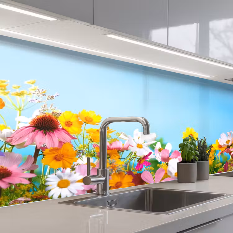 Schienale cucina - Fiori - Colorati - Blu - Natura — 2