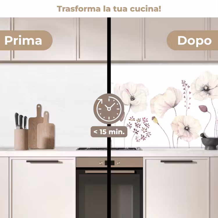 Schienale cucina - Fiori - Pastello - Piante - Bianco — 3
