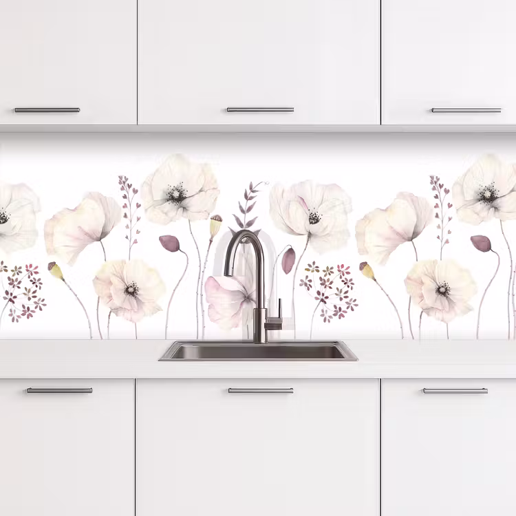 Schienale cucina - Fiori - Pastello - Piante - Bianco — 4