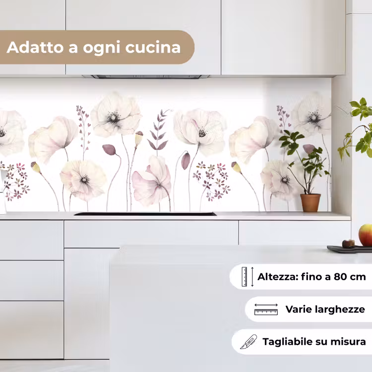 Schienale cucina - Fiori - Pastello - Piante - Bianco — 7