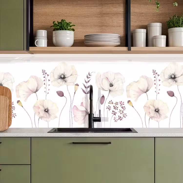 Schienale cucina - Fiori - Pastello - Piante - Bianco — 8