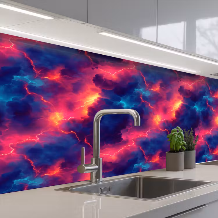 Schienale cucina - Fulmini - Nuvole - Colori — 2