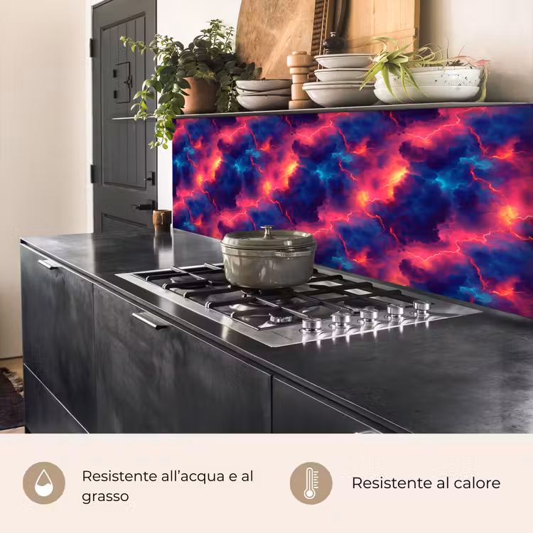 Schienale cucina - Fulmini - Nuvole - Colori — 5