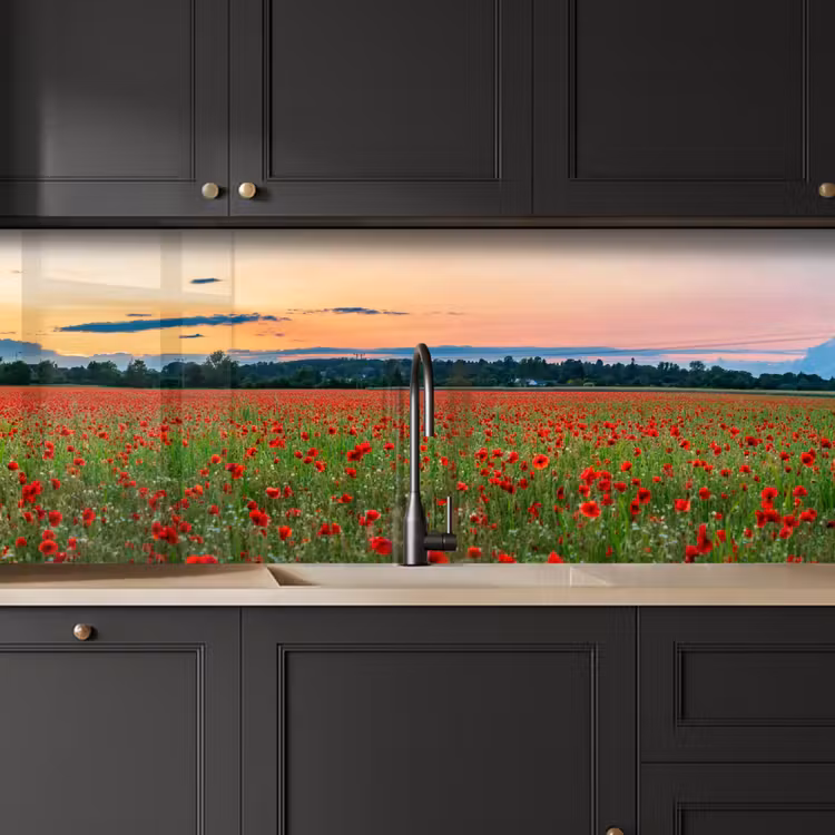 Schienale cucina - Papaveri - Paesaggio - Rosso - Fiori — 6
