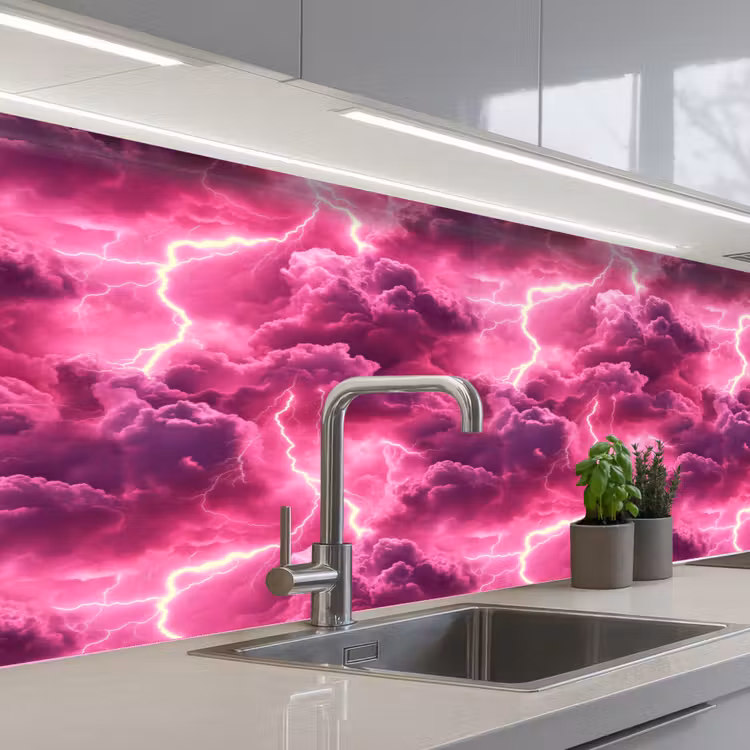 Schienale cucina - Rosa - Temporale - Nuvole — 2