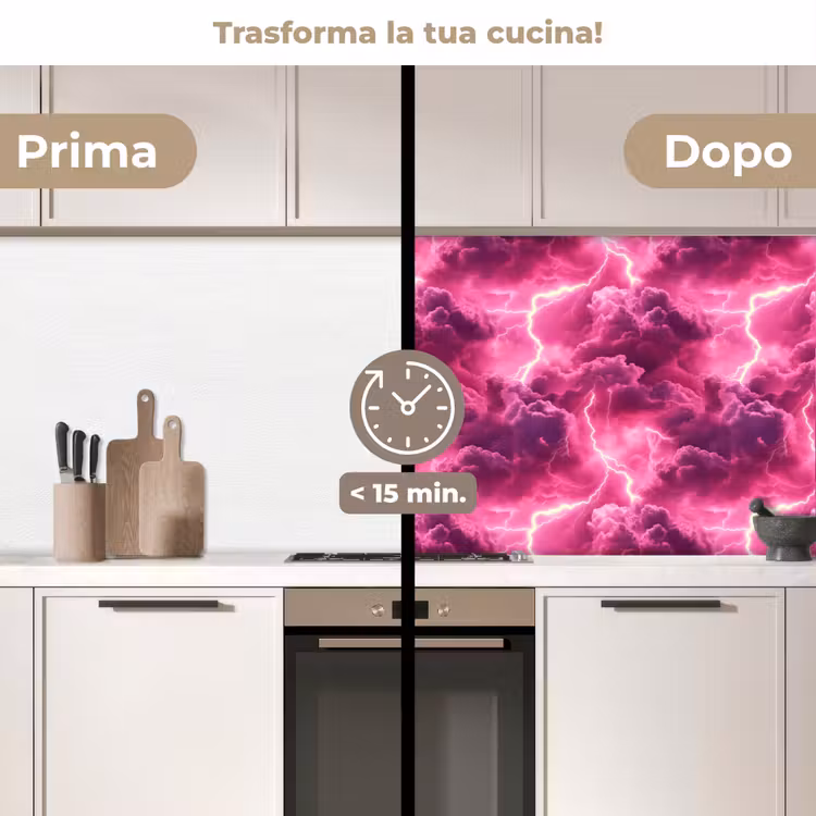Schienale cucina - Rosa - Temporale - Nuvole — 3