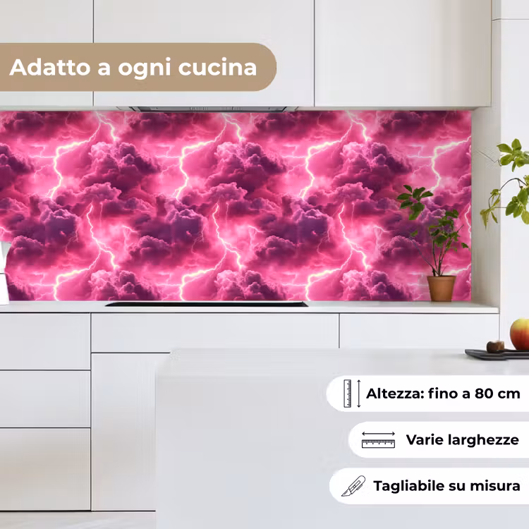 Schienale cucina - Rosa - Temporale - Nuvole — 7