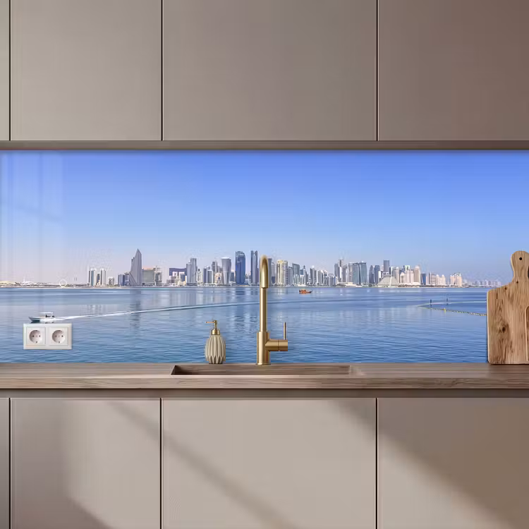 Schienale cucina - Skyline - Blu - Mare - Edifici - Città — 1