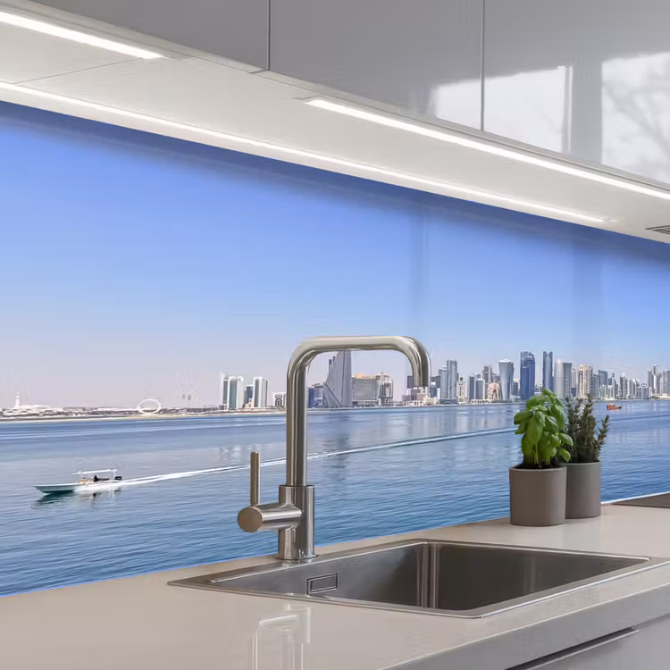 Schienale cucina - Skyline - Blu - Mare - Edifici - Città — 2