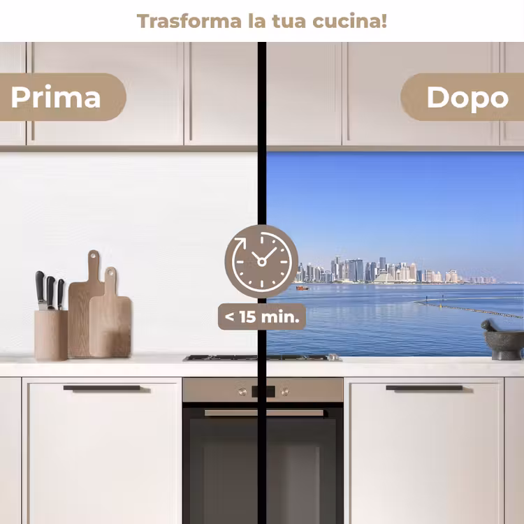 Schienale cucina - Skyline - Blu - Mare - Edifici - Città — 3