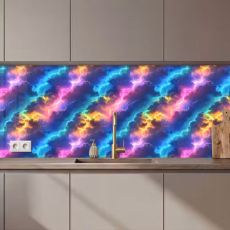 Schienale cucina - Tempesta - Fulmine - Arcobaleno — 1