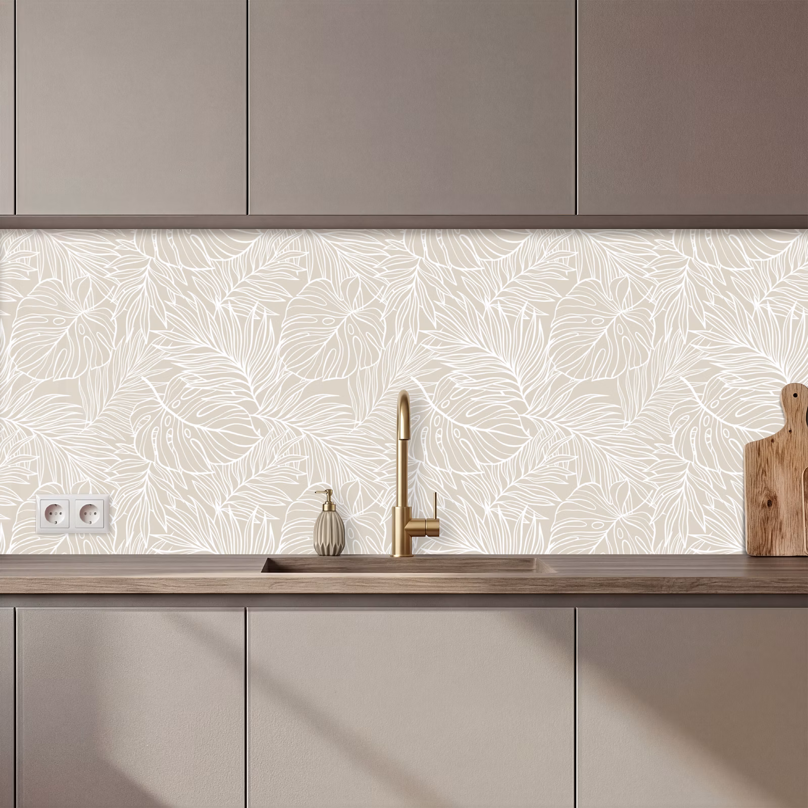 Schienale cucina - Foglie - Beige - Monstera - Palma — 1