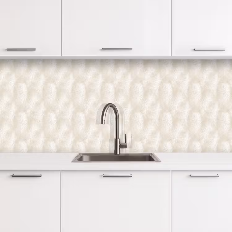 Schienale cucina - Foglie - Beige - Bianco - Botanico - Natura — 4