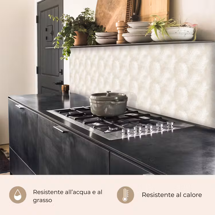 Schienale cucina - Foglie - Beige - Bianco - Botanico - Natura — 5
