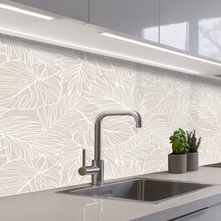 Schienale cucina - Foglie - Beige - Monstera - Palma — 2