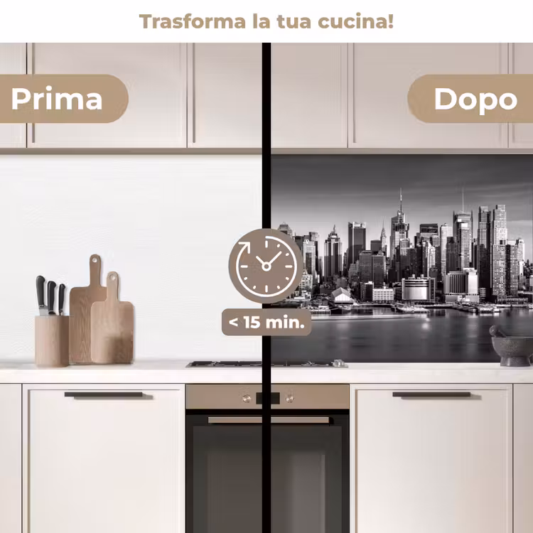 Schienale cucina - Skyline - Città - Grattacieli - Nero - Bianco — 3