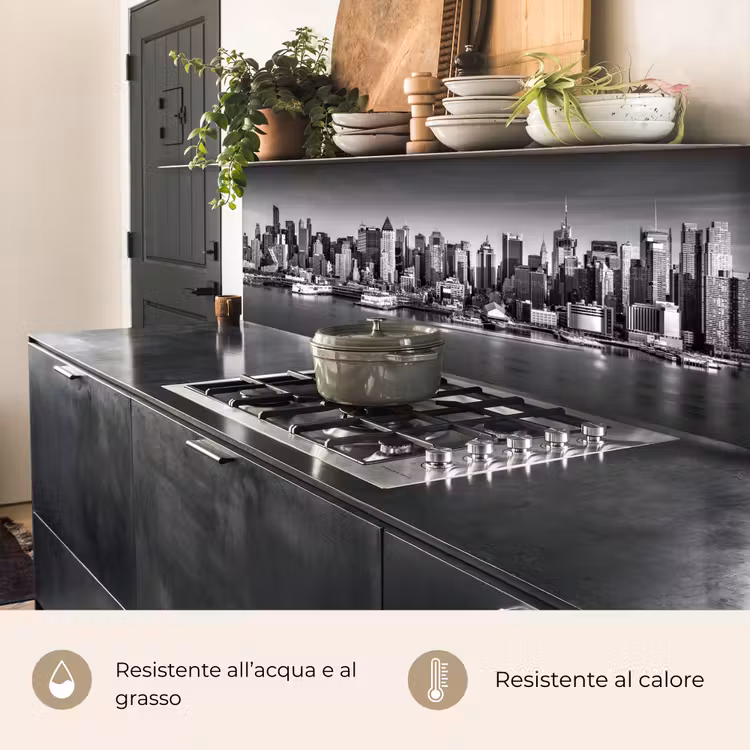 Schienale cucina - Skyline - Città - Grattacieli - Nero - Bianco — 5