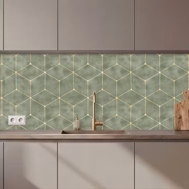 Schienale cucina - Sottile - Geometrico - Oro - Verde — 1
