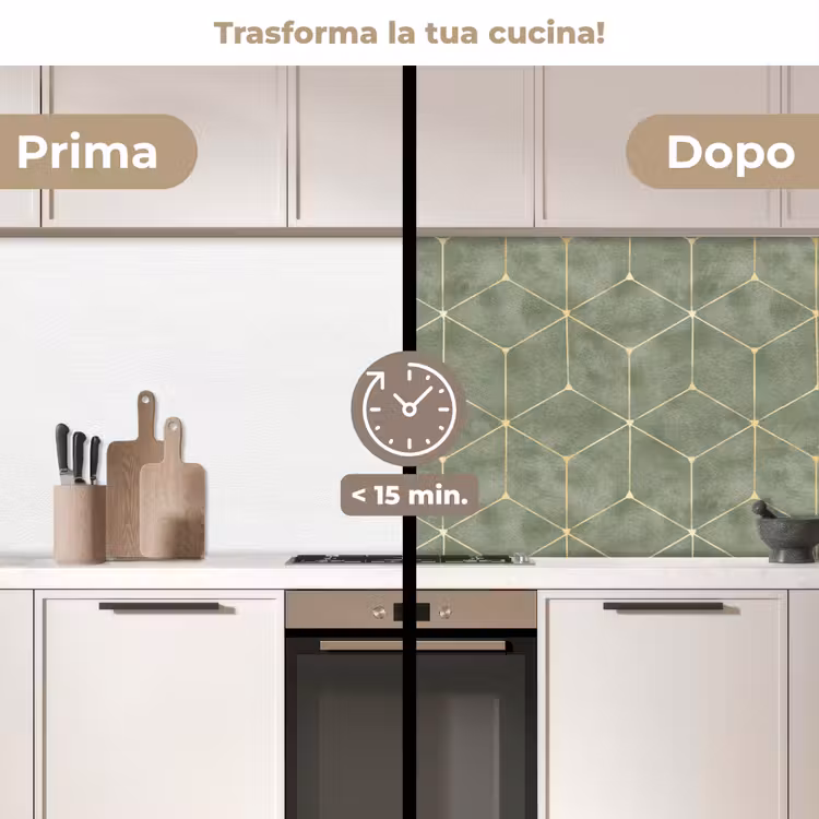 Schienale cucina - Sottile - Geometrico - Oro - Verde — 3