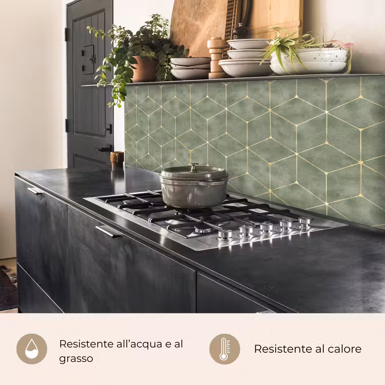 Schienale cucina - Sottile - Geometrico - Oro - Verde — 5