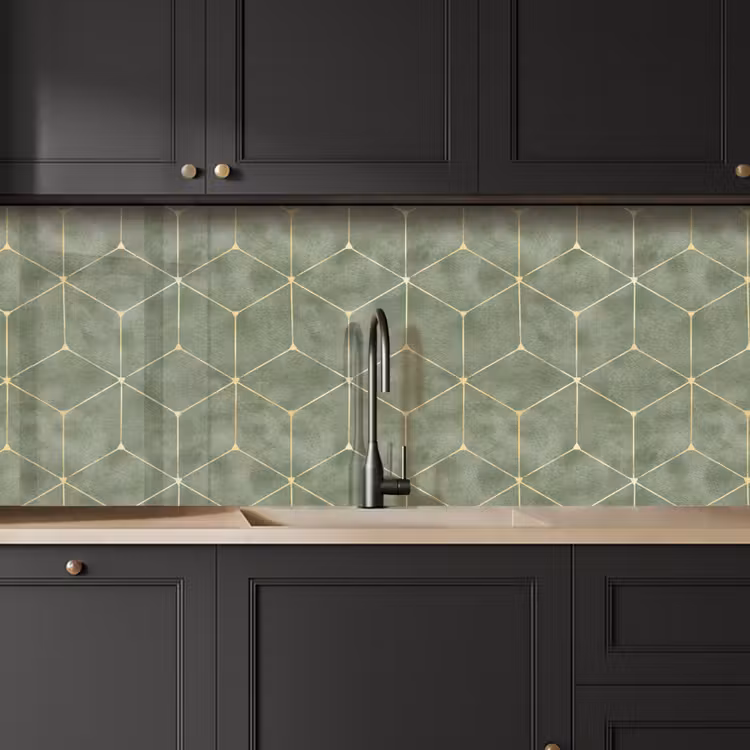 Schienale cucina - Sottile - Geometrico - Oro - Verde — 6