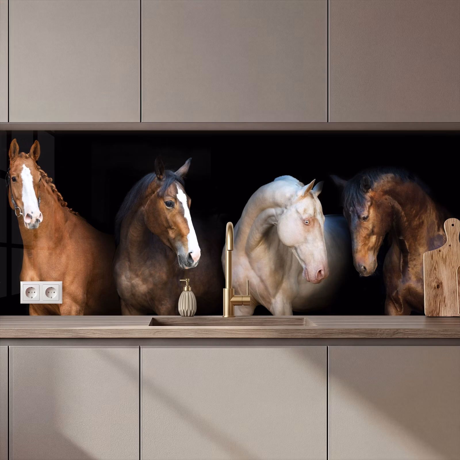 Schienale cucina - Cavallo - Animali - Nero — 1