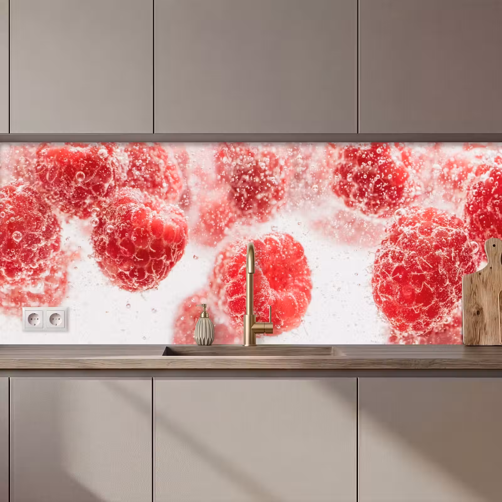 Schienale cucina - Frutta - Acqua - Bolle - Rosso — 1