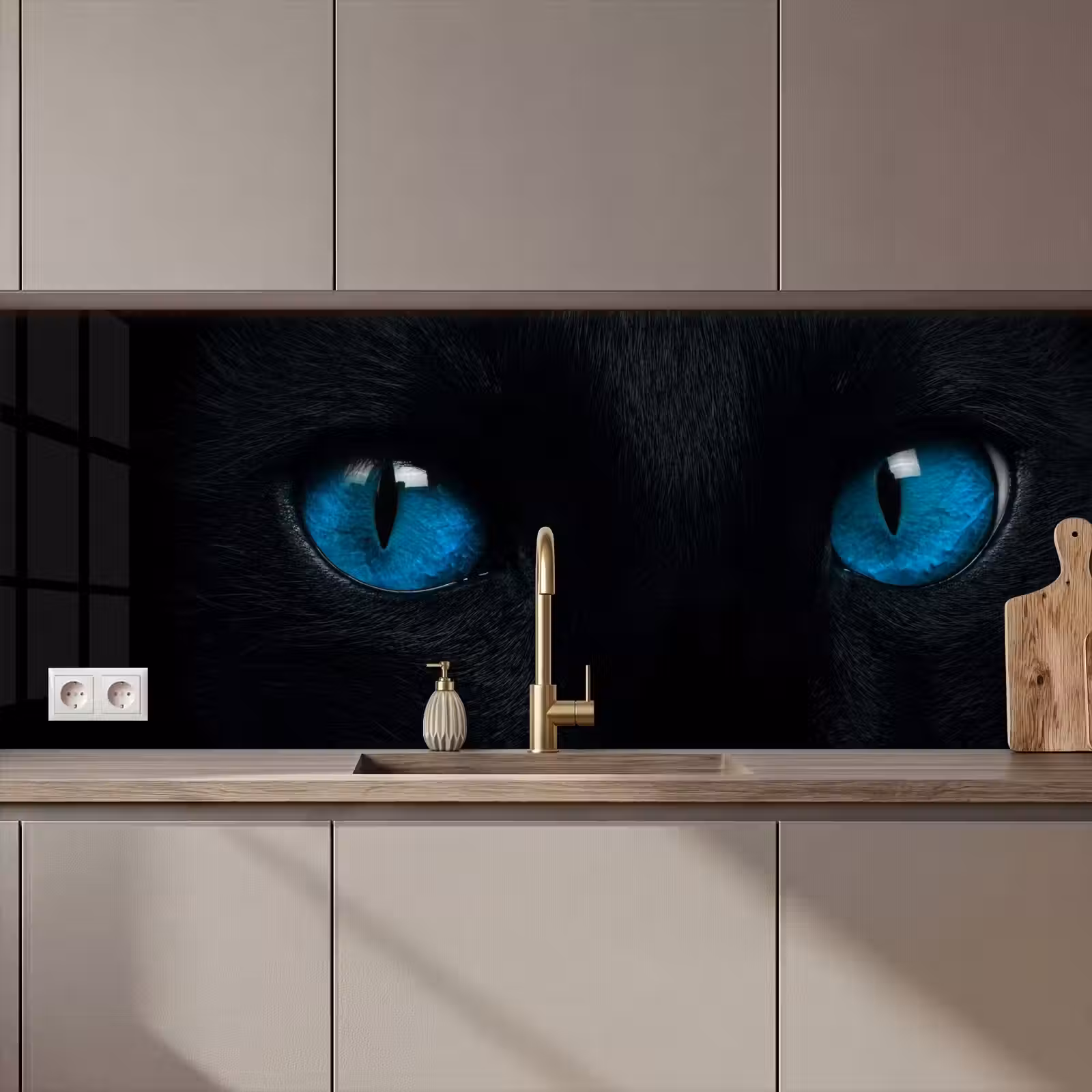 Schienale cucina - Gatto - Blu - Animale - Nero — 1