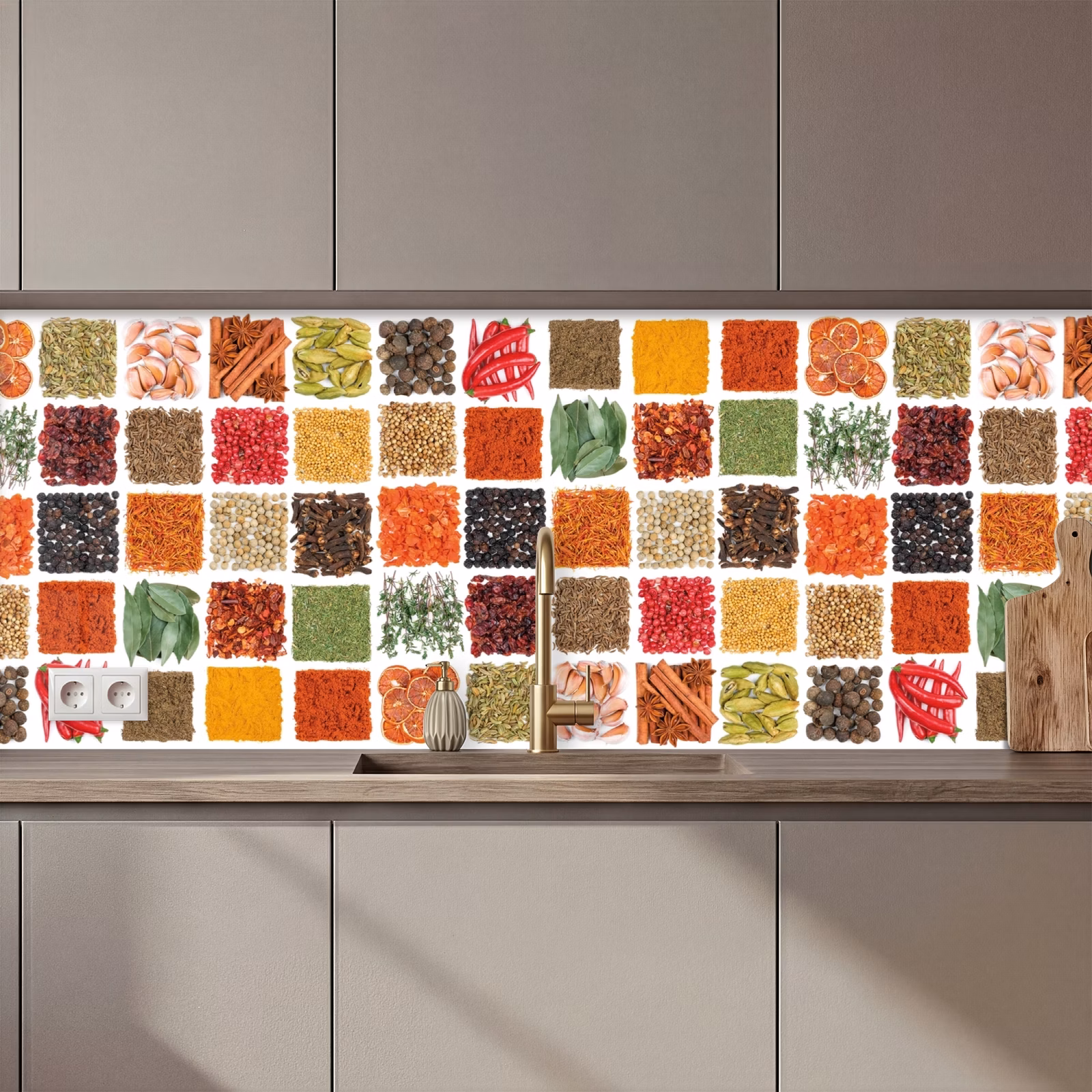 Schienale cucina - Quadrati - Spezie - Grafica — 1