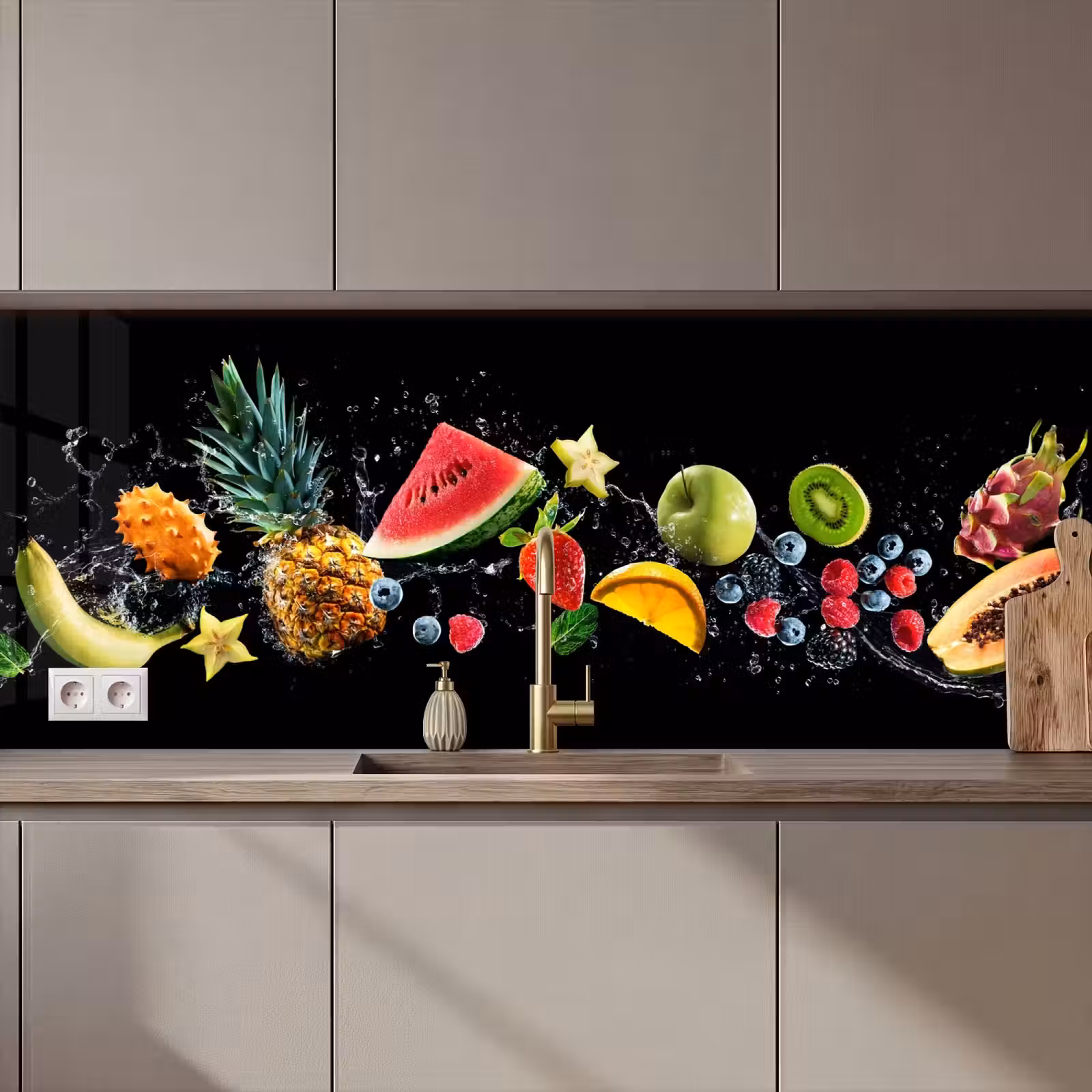 Schienale cucina - Splash - Frutta - Nero — 1