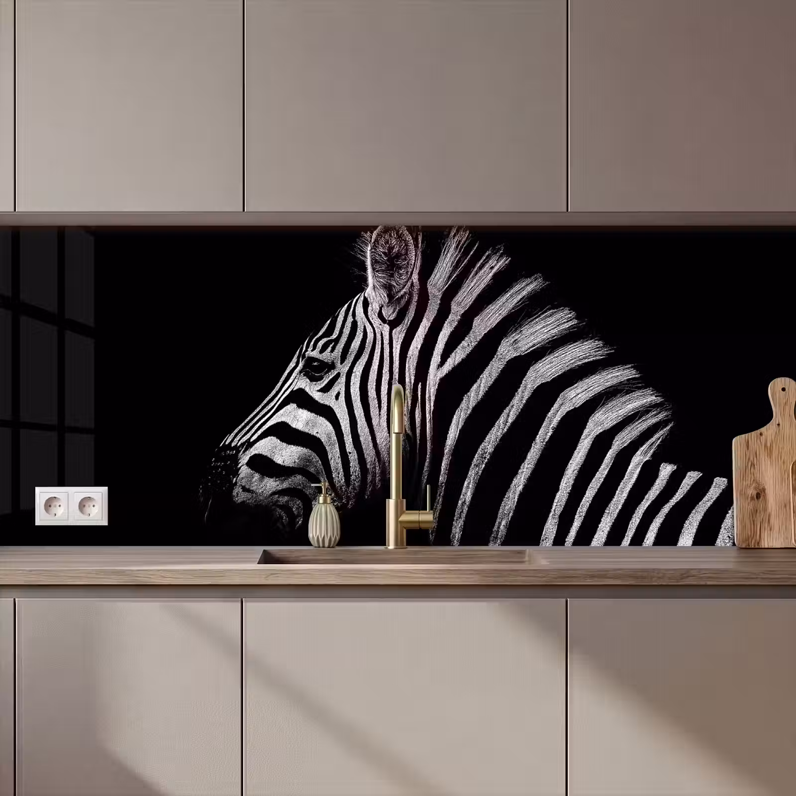 Schienale cucina - Zebra - Animale - Nero — 1
