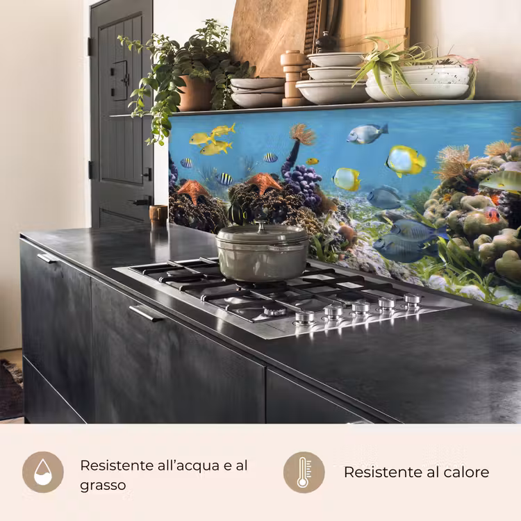 Schienale cucina - Acqua - Coralli - Pesci - Luce — 5