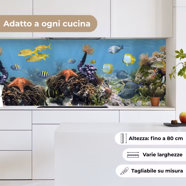 Schienale cucina - Acqua - Coralli - Pesci - Luce — 7