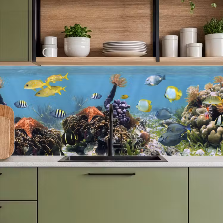 Schienale cucina - Acqua - Coralli - Pesci - Luce — 8