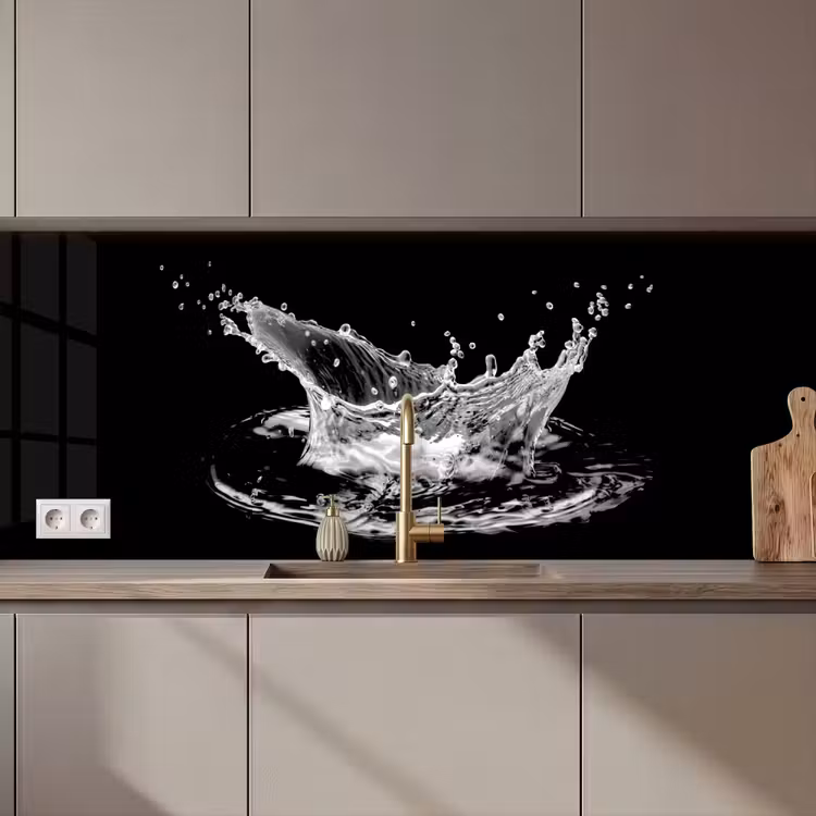 Schienale cucina - Acqua - Schizzi - Acqua - Nero — 1