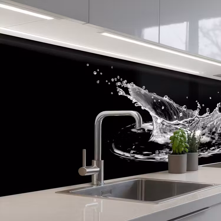 Schienale cucina - Acqua - Schizzi - Acqua - Nero — 2