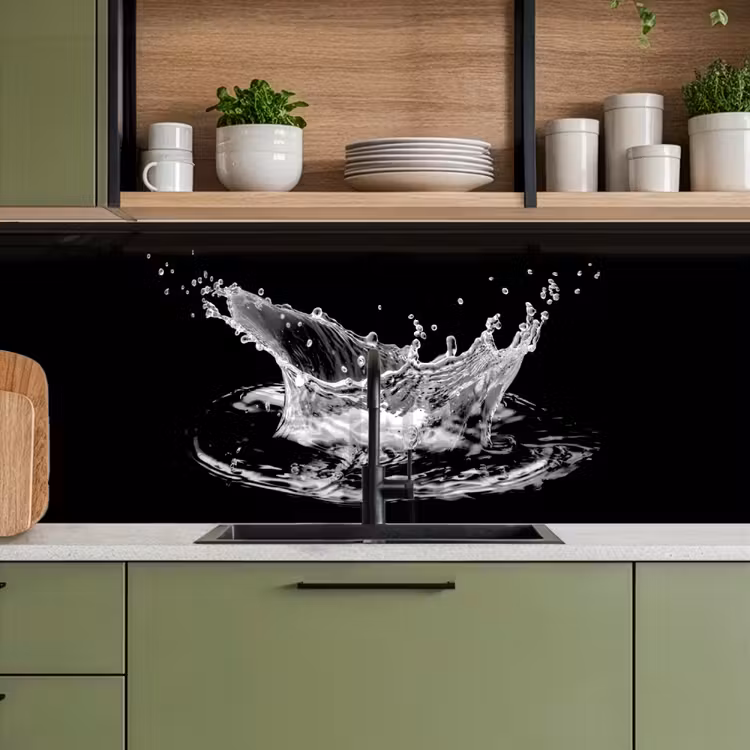 Schienale cucina - Acqua - Schizzi - Acqua - Nero — 8