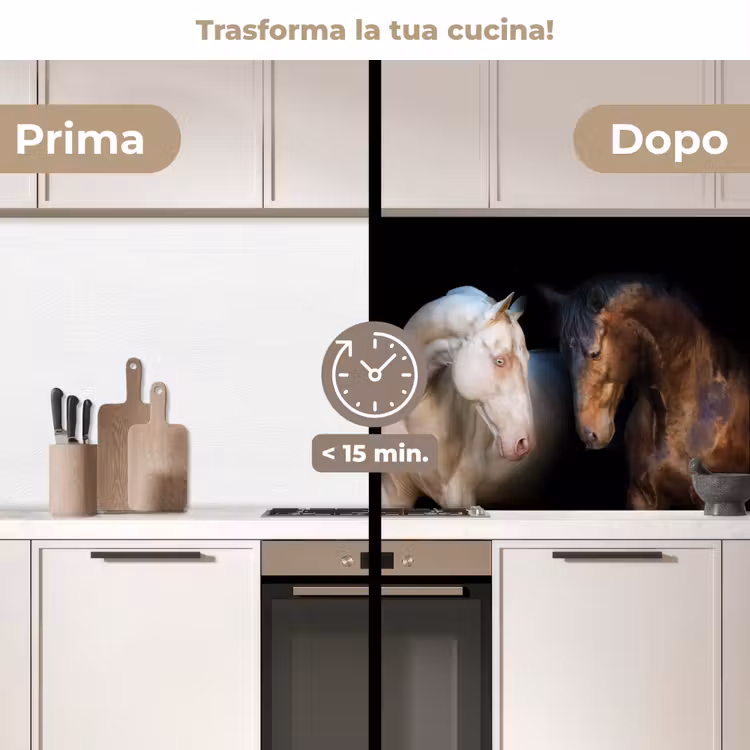 Schienale cucina - Cavallo - Animali - Nero — 3