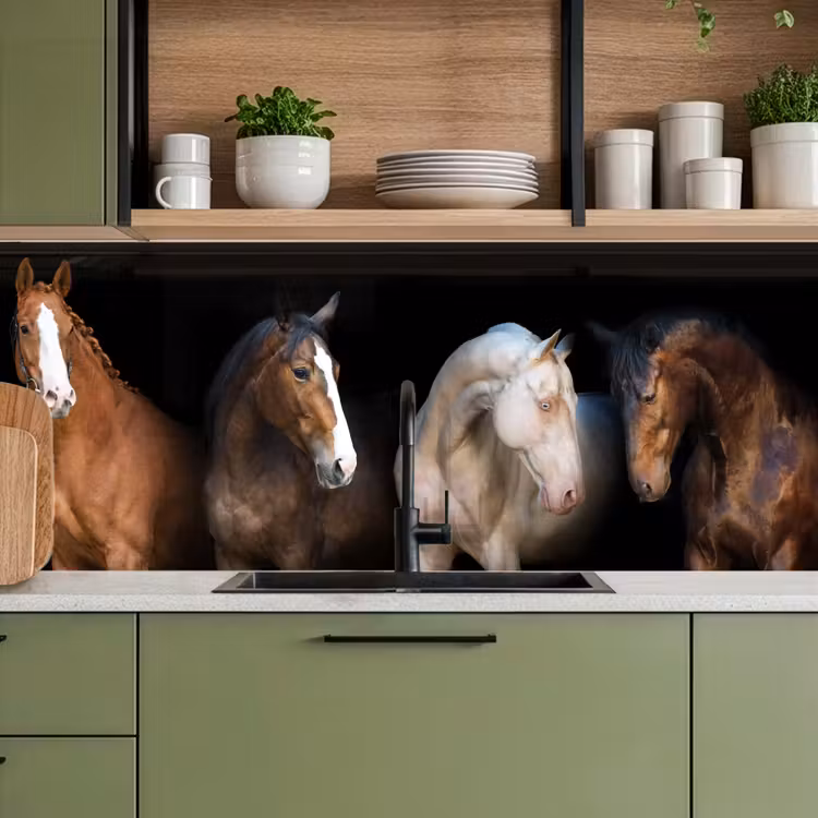 Schienale cucina - Cavallo - Animali - Nero — 8