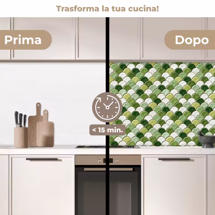 Schienale cucina - Ceramica - Struttura - Verde - Bianco — 3