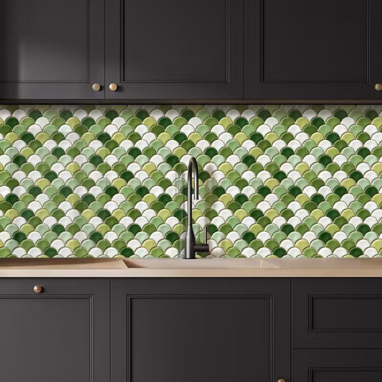 Schienale cucina - Ceramica - Struttura - Verde - Bianco — 6